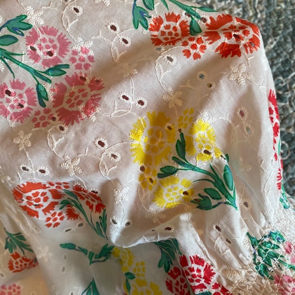 Draper James RSVP Floral Print Eyelet Puff Sleeve Top, Size 3X - Picture 6 of 13